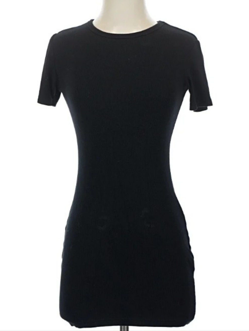 Theory Rare Ribbed Tiny Tshirt Cotton Black Dress Small Scoop Neck Mini Rib